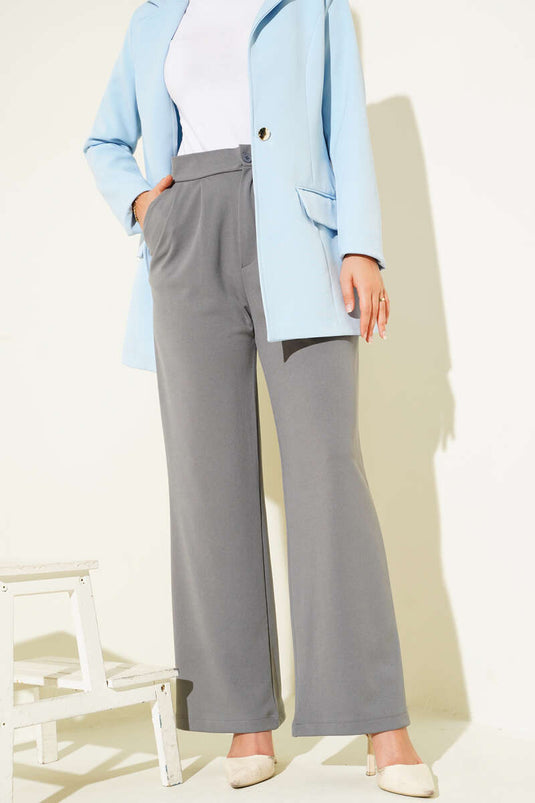 Bel Pileli Cepli Pantolon Füme