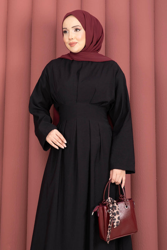 Dress with Waistband and Belt Detail Black
