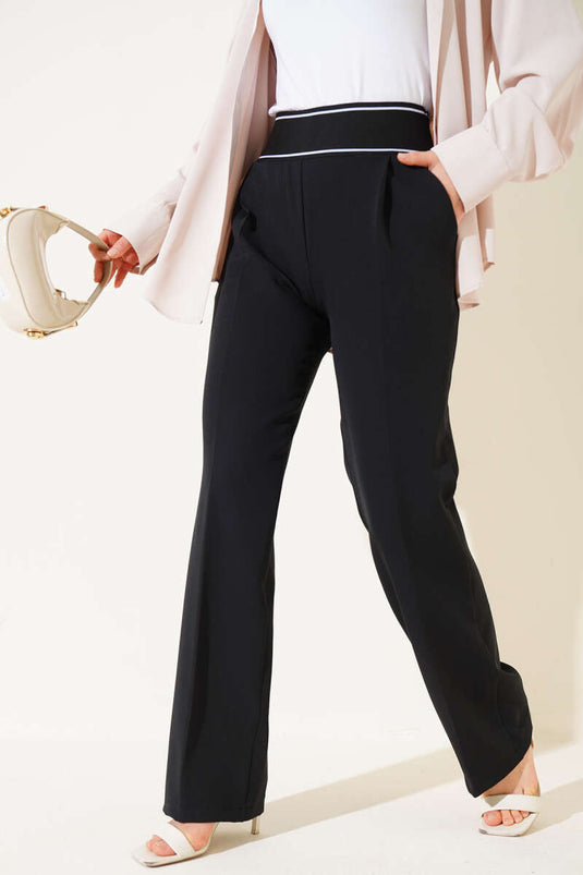 Bel Ribana Detaylı Pantolon Siyah
