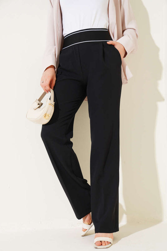 Bel Ribana Detaylı Pantolon Siyah