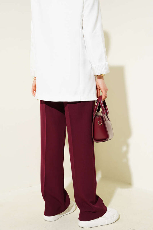 Burgundy Palazzo Pants with a Beautiful Stripe