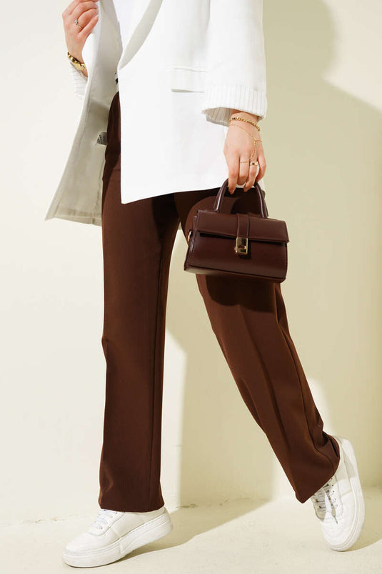 Brown Palazzo Pants with a Beautiful Stripe