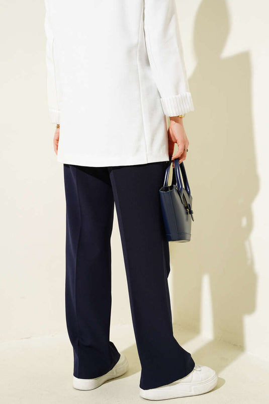 Navy Blue Palazzo Pants with a Beautiful Stripe