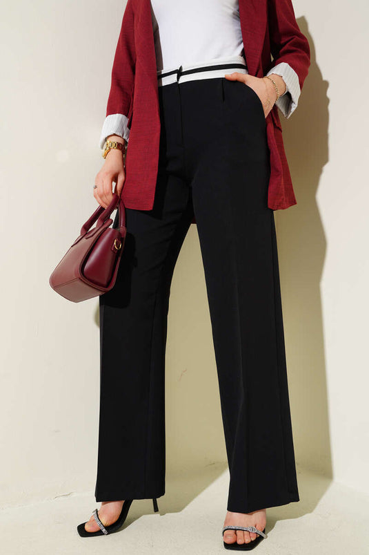 Black Palazzo Pants with Beautiful Stripes