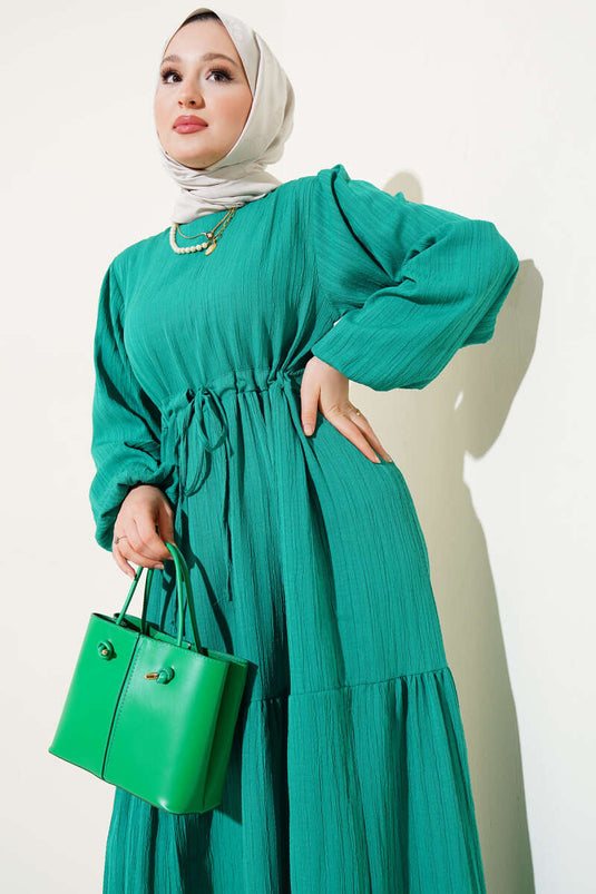 Beautiful Tünelli Tree Bark Layer Dress Green