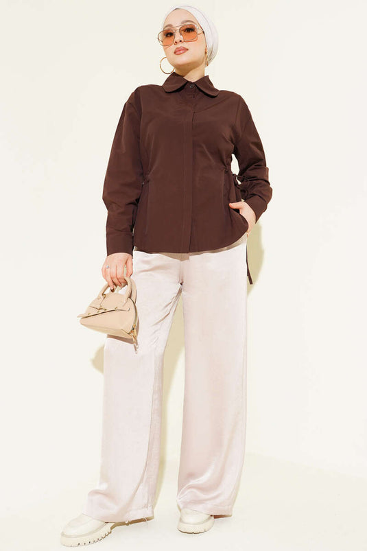 Bel Tünelli Basic Gömlek Kahve