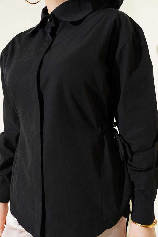 Bel Tünelli Basic Gömlek Siyah