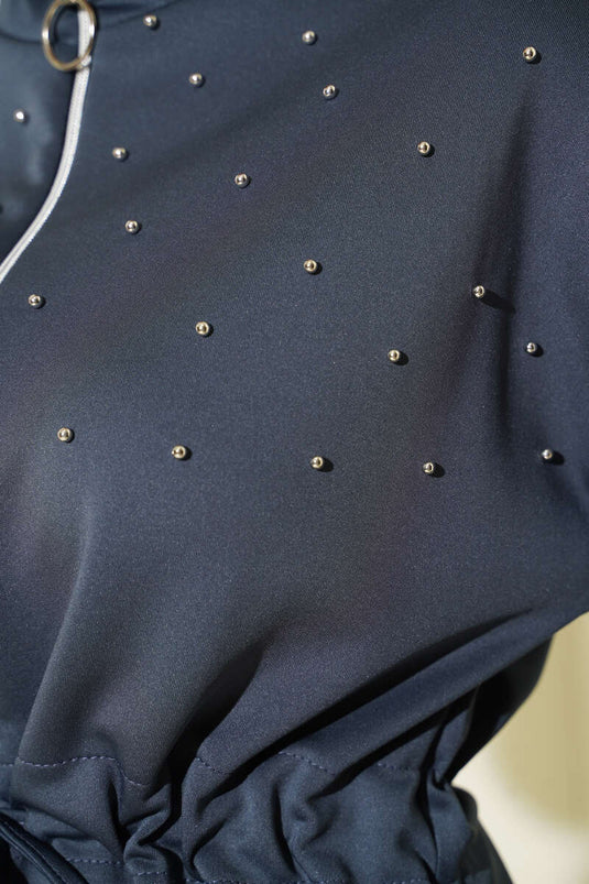 Waist Tunnel Beaded Scuba Two Piece Set Smoke