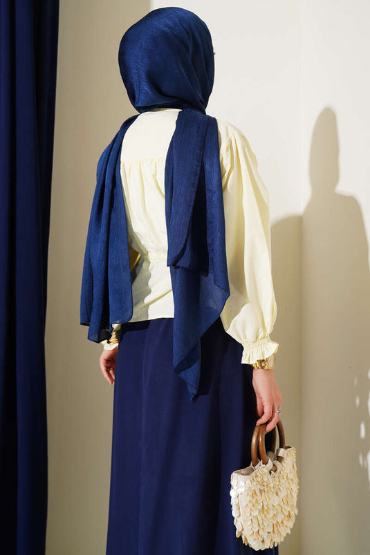 Bel Tünelli Büzgülü Kısa Gömlek Sarı