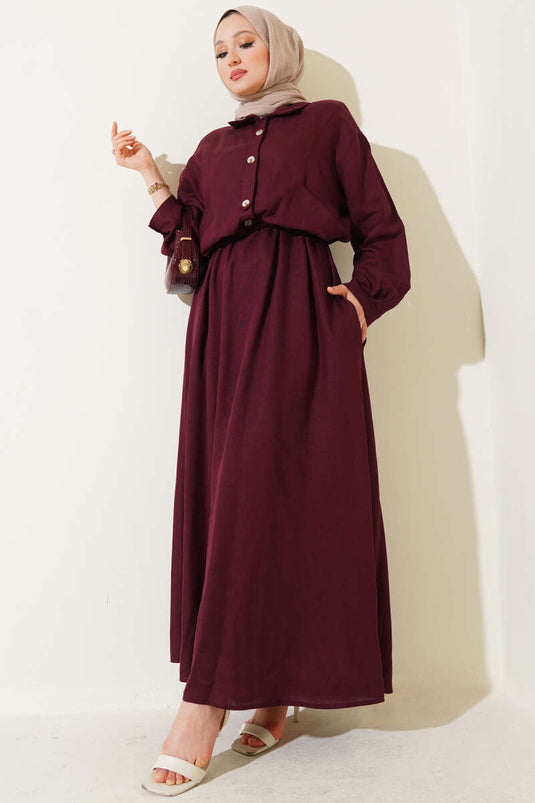 Waist Tunnel Jacket and Vest Set in Burgundy