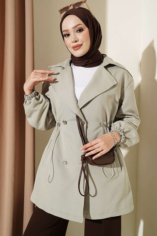 Trench-Coat Menthe À Boutons Et Tünels