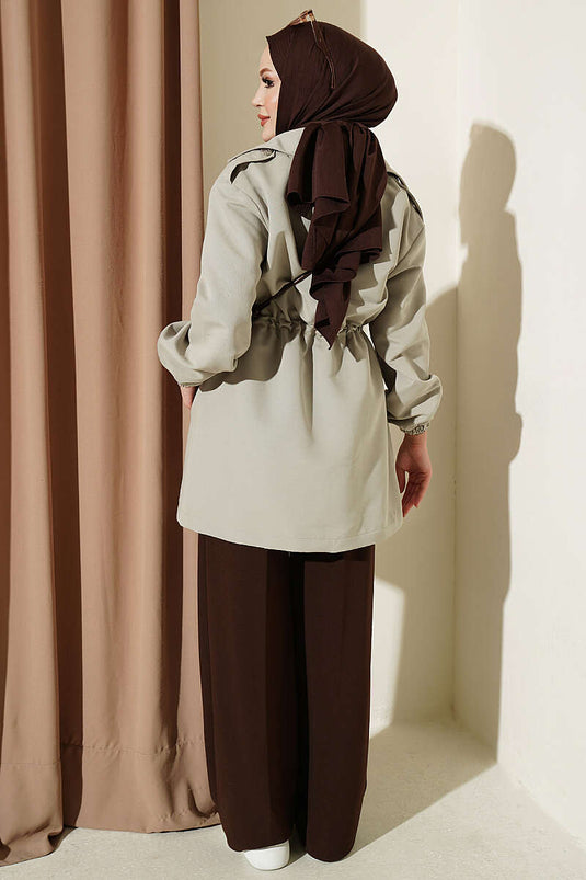 Trench-Coat Menthe À Boutons Et Tünels