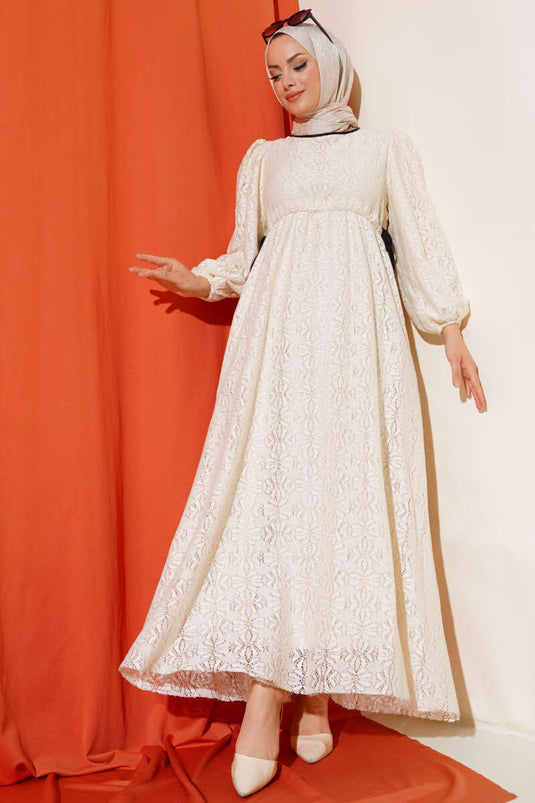 Robe en dentelle tunnel à la taille Crème