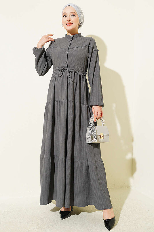 Robe À Boutons En Bois D'arbre Tünelli Bel Gris Fumé