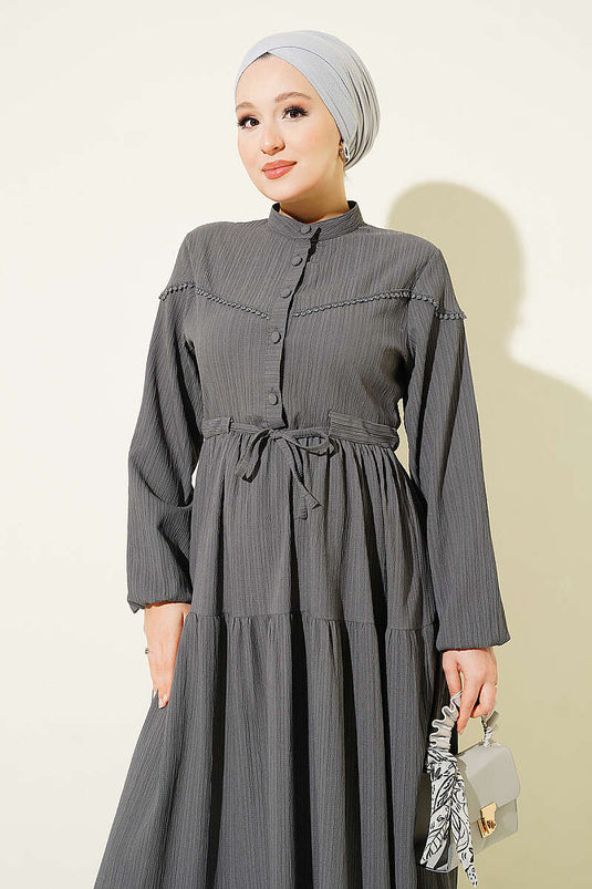 Robe À Boutons En Bois D'arbre Tünelli Bel Gris Fumé