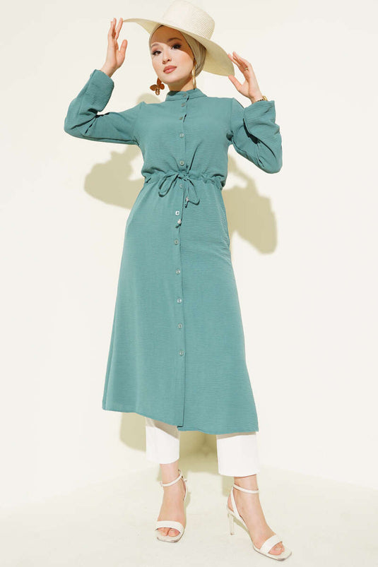 Ayrobin Mantel mit geknöpftem Taillentunnel, Hellgrün