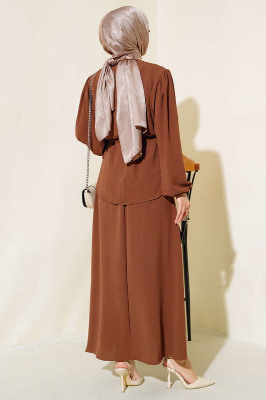 Bel Tünelli Etekli Ayrobin İkili Takım Kahve