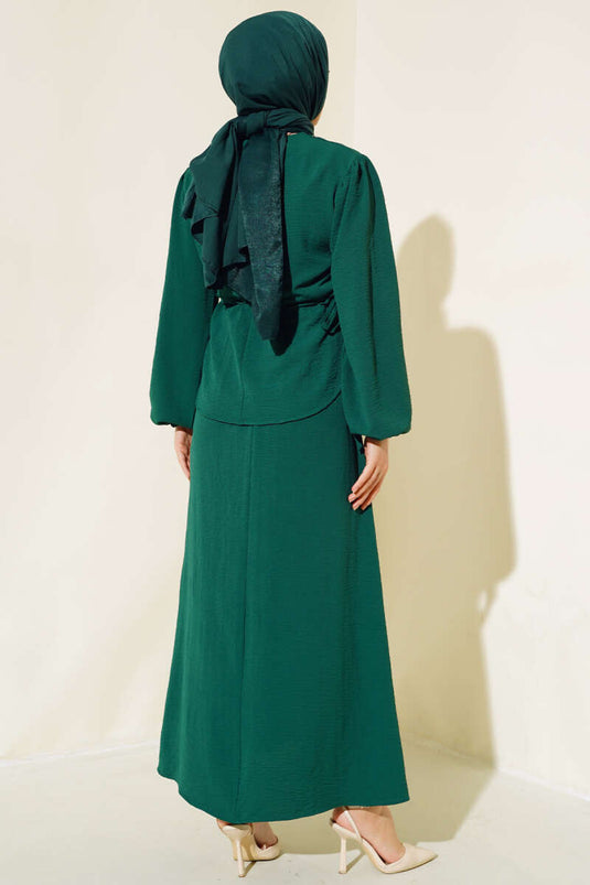 Bel Tünelli Etekli Ayrobin İkili Takım Zümrüt