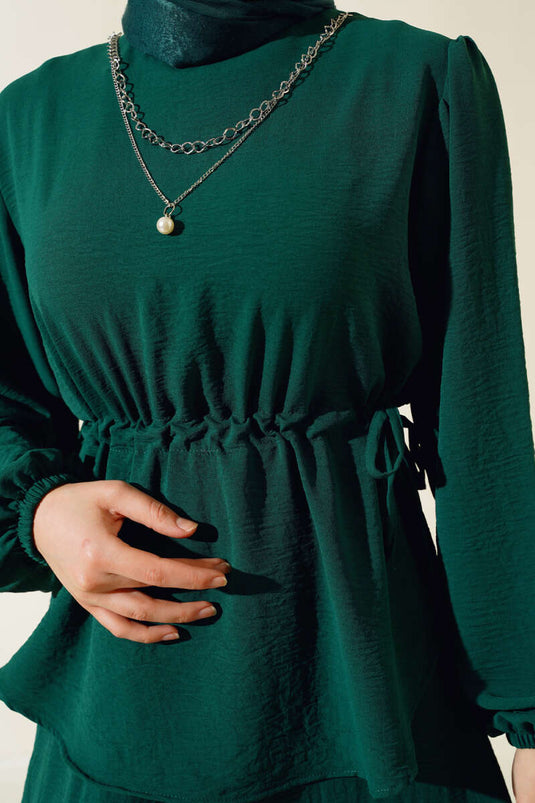 Bel Tünelli Etekli Ayrobin İkili Takım Zümrüt