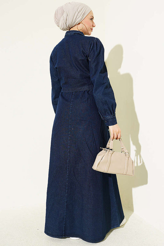 Bel-Tunnel mit Reißverschluss, zweiteiliges Kleid, Dunkelblau Denim