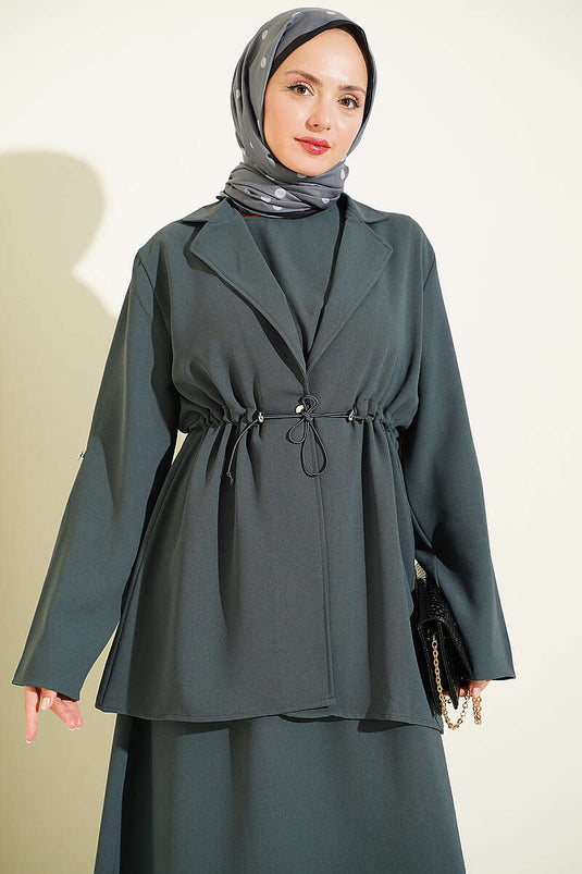Vestido Jile Con Cinturón En Gris Humo