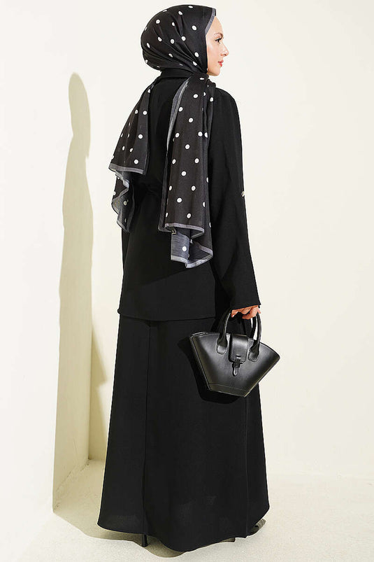Vestido De Jile Negro Con Cinturón