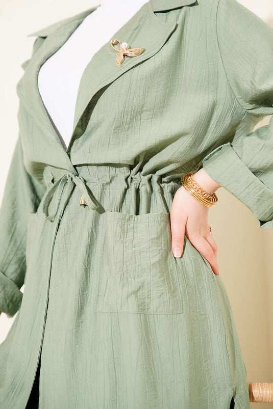 Ensemble double avec ceinture à œillets, vert pistache