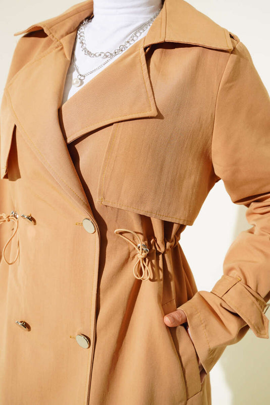 Beautiful Tünelli Short Trench Coat Camel