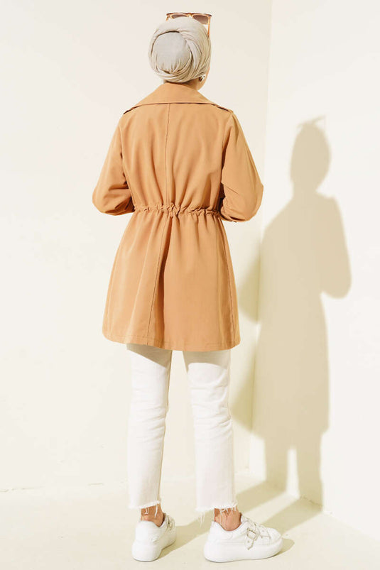 Beautiful Tünelli Short Trench Coat Camel