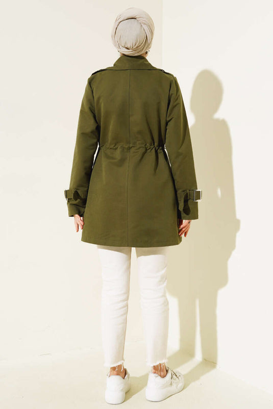 Taljetunnel kort trenchcoat Khaki