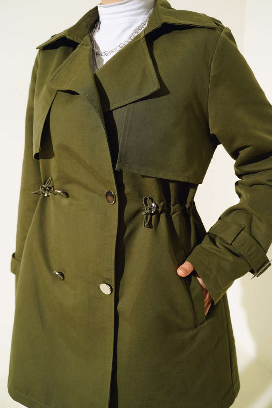 Taljetunnel kort trenchcoat Khaki