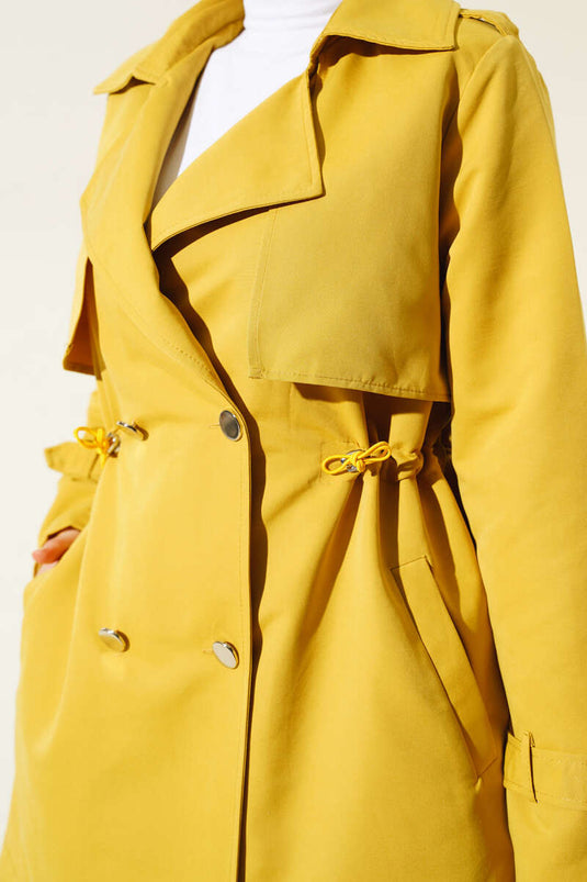 Beautiful Tünelli Short Trench Coat Mustard