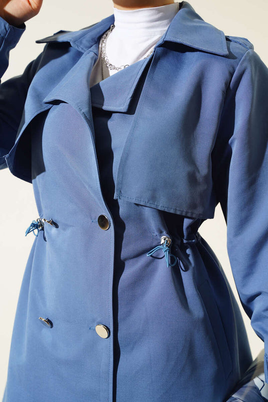 Beautiful Tünelli Short Trench Coat Indigo