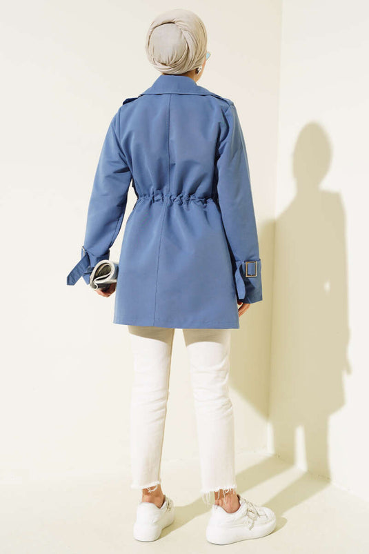 Beautiful Tünelli Short Trench Coat Indigo