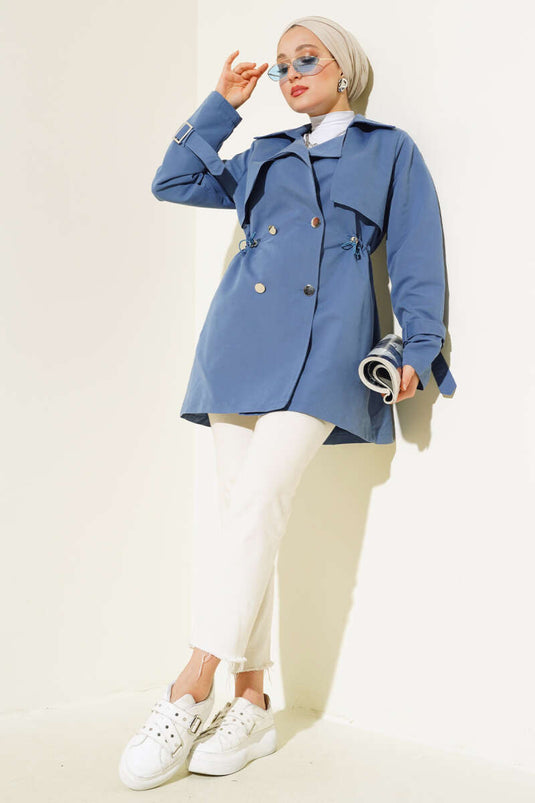 Beautiful Tünelli Short Trench Coat Indigo