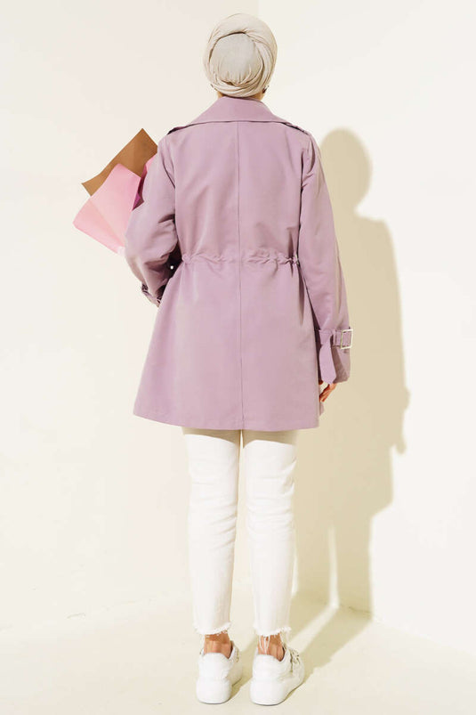 Beautiful Tünelli Short Trench Coat Lilac