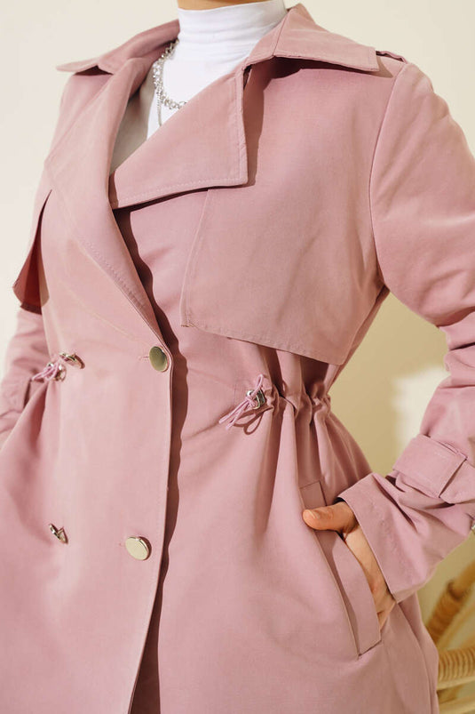 Taille Tunnel Court Trench Coat Poudre