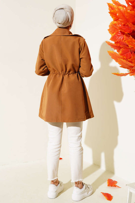 Bel Tünelli Short Trench Coat Tan