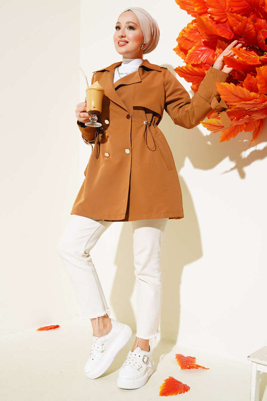 Bel Tünelli Short Trench Coat Tan