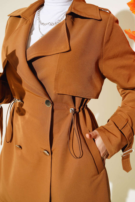 Bel Tünelli Short Trench Coat Tan