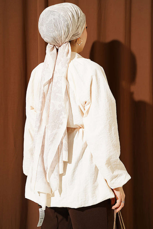 Veste Puffer Beige À Tunnels