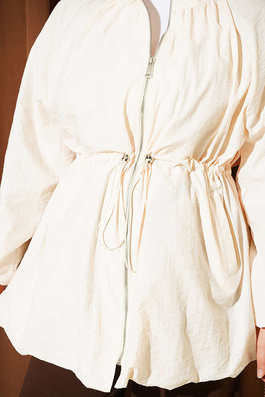 Veste Puffer Beige À Tunnels