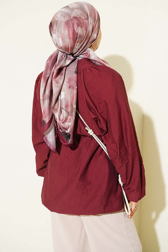 Veste Matelassée Bordeaux À Ceinture
