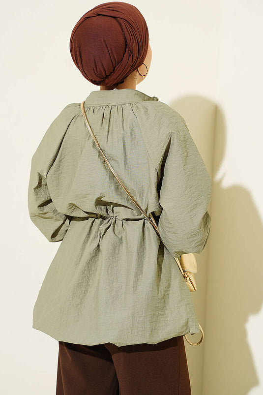 Veste Matelassée Kaki À Ceinture