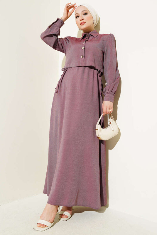 Bel Tünelli Yan Bağlamalı Jile İkili Takım Bordo