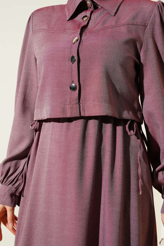 Bel Tünelli Yan Bağlamalı Jile İkili Takım Bordo