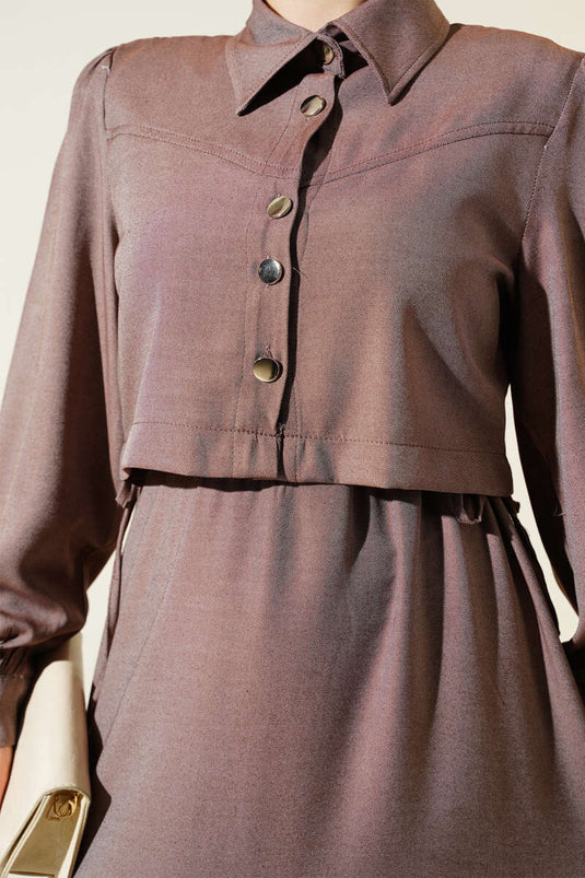 Bel Tünelli Yan Bağlamalı Jile İkili Takım Kahve