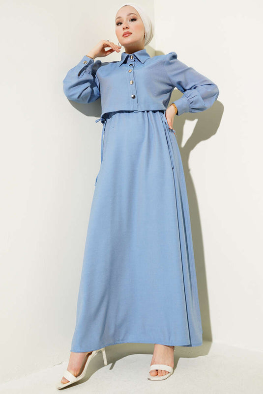 Bel Tünelli Yan Bağlamalı Jile İkili Takım Mavi