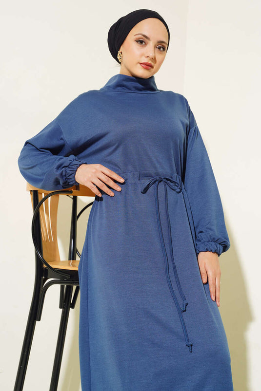 Robe Demi-Tulle Tunnel à Taille Indigo