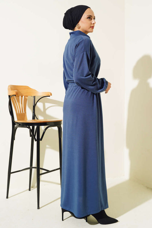 Robe Demi-Tulle Tunnel à Taille Indigo